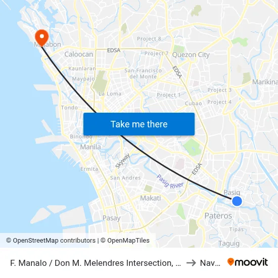 F. Manalo / Don M. Melendres Intersection, Pasig City, Manila to Navotas map