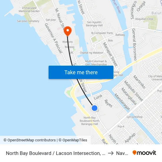 North Bay Boulevard / Lacson Intersection, City Of Navotas to Navotas map