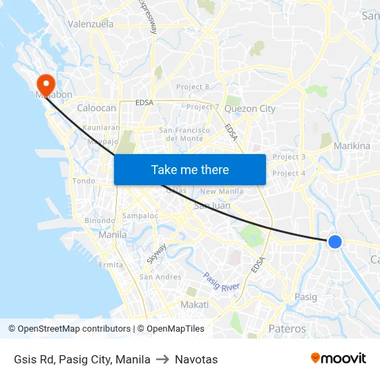Gsis Rd, Pasig City, Manila to Navotas map