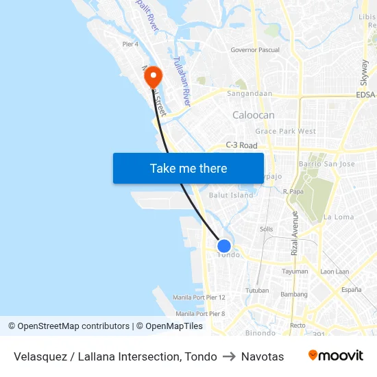 Velasquez / Lallana Intersection, Tondo to Navotas map