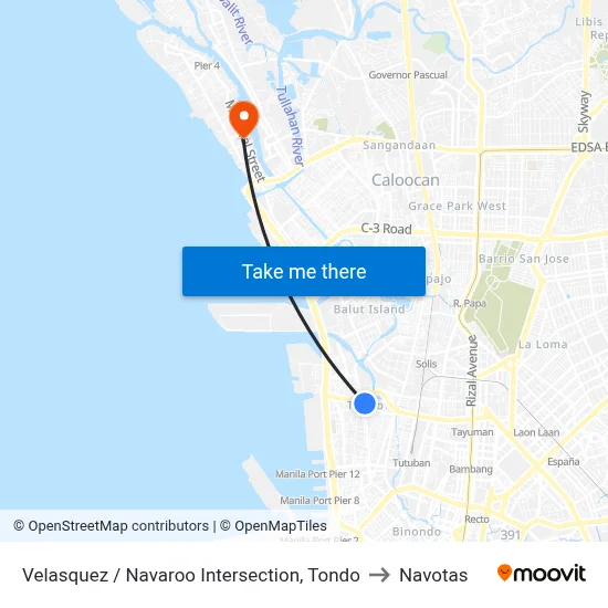 Velasquez / Navaroo Intersection, Tondo to Navotas map