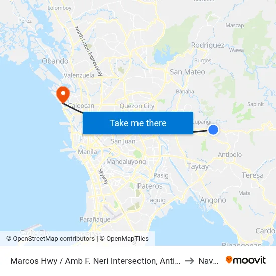 Marcos Hwy / Amb F. Neri Intersection, Antipolo City, Manila to Navotas map