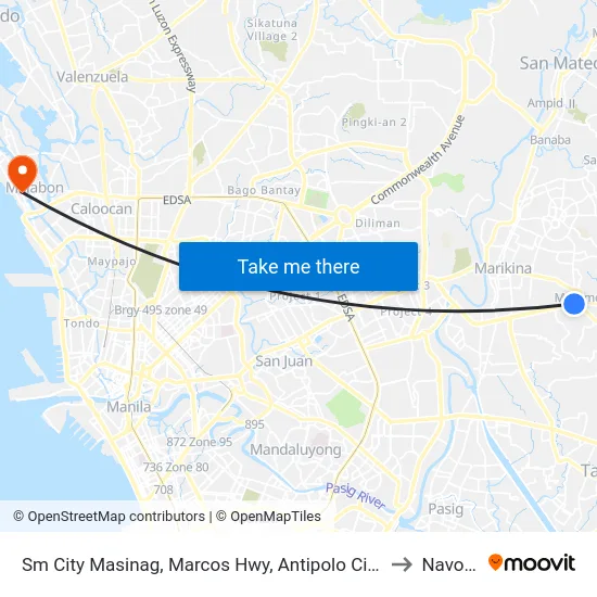Sm City Masinag, Marcos Hwy, Antipolo City, Manila to Navotas map