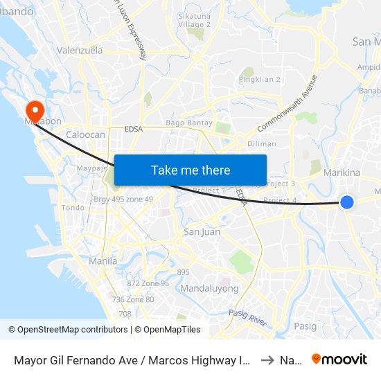 Mayor Gil Fernando Ave / Marcos Highway Intersection, Marikina City, Manila to Navotas map