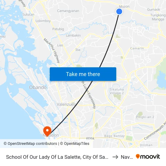 School Of Our Lady Of La Salette, City Of San Jose Del Monte, Manila to Navotas map