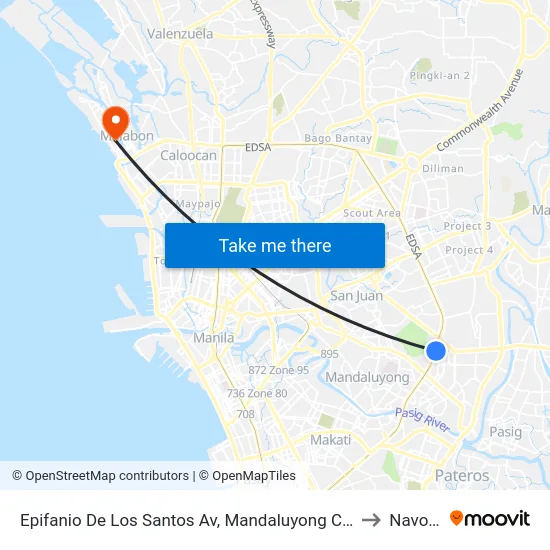 Epifanio De Los Santos Av, Mandaluyong City, Manila to Navotas map