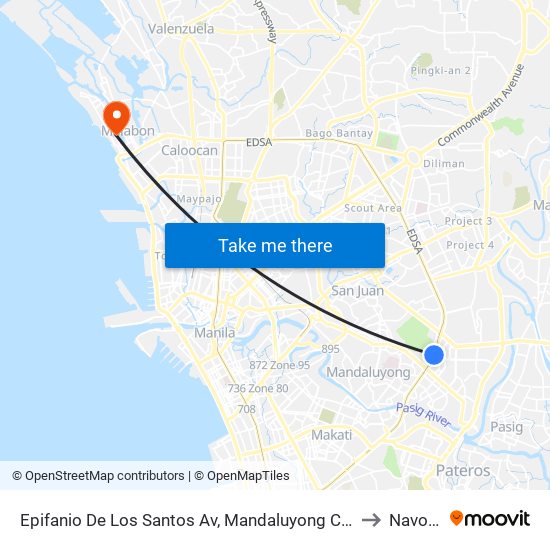 Epifanio De Los Santos Av, Mandaluyong City, Manila to Navotas map