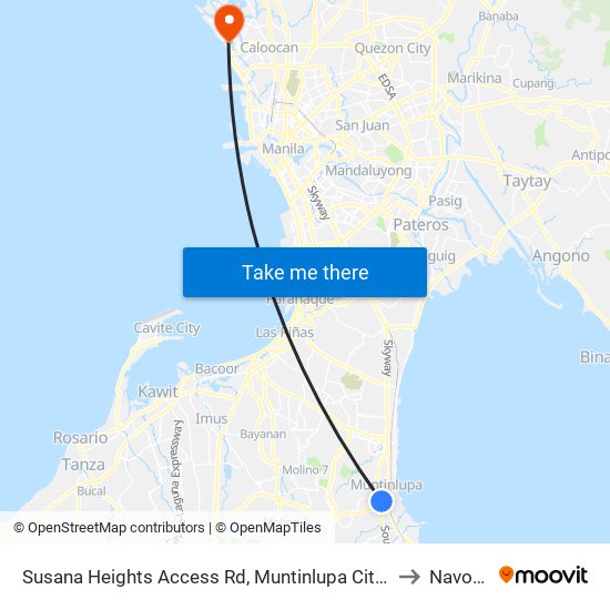 Susana Heights Access Rd, Muntinlupa City, Manila to Navotas map
