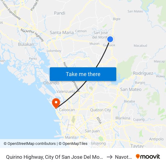 Quirino Highway, City Of San Jose Del Monte to Navotas map