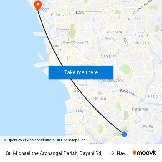 St. Michael the Archangel Parish, Bayani Rd, Taguig City, Manila to Navotas map