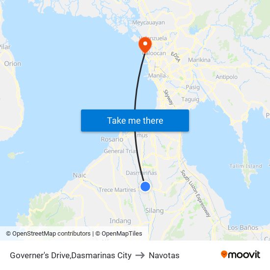 Governer's Drive,Dasmarinas City to Navotas map