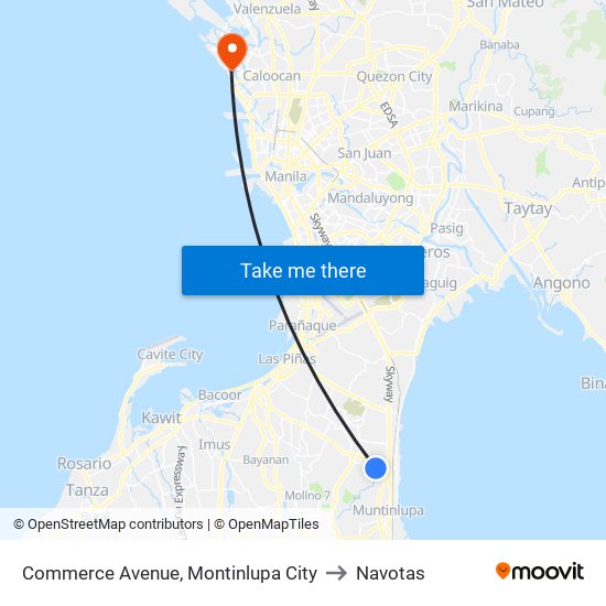 Commerce Avenue, Montinlupa City to Navotas map