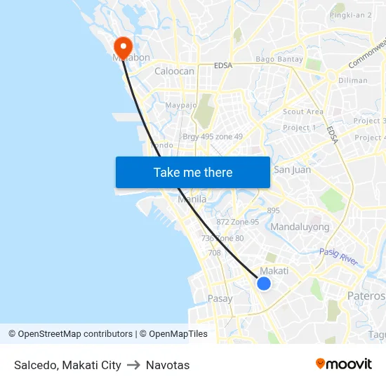 Salcedo, Makati City to Navotas map