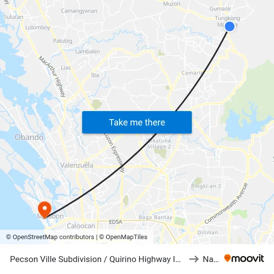 Pecson Ville Subdivision / Quirino Highway Intersection, City Of San Jose Del Monte to Navotas map