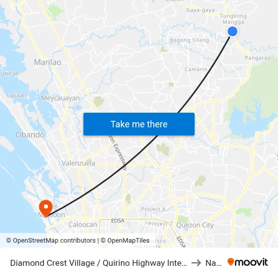 Diamond Crest Village / Quirino Highway Intersection, City Of San Jose Del Monte to Navotas map