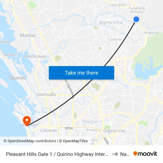 Pleasant Hills Gate 1 / Quirino Highway Intersection, City Of San Jose Del Monte to Navotas map