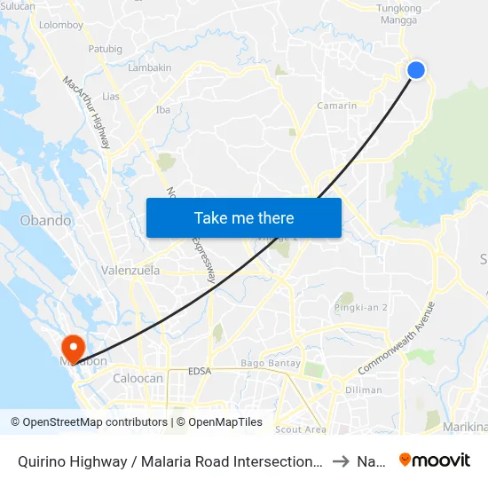 Quirino Highway / Malaria Road Intersection, City Of San Jose Del Monte to Navotas map