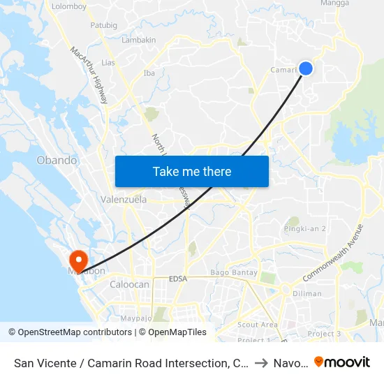 San Vicente / Camarin Road Intersection, Caloocan City to Navotas map