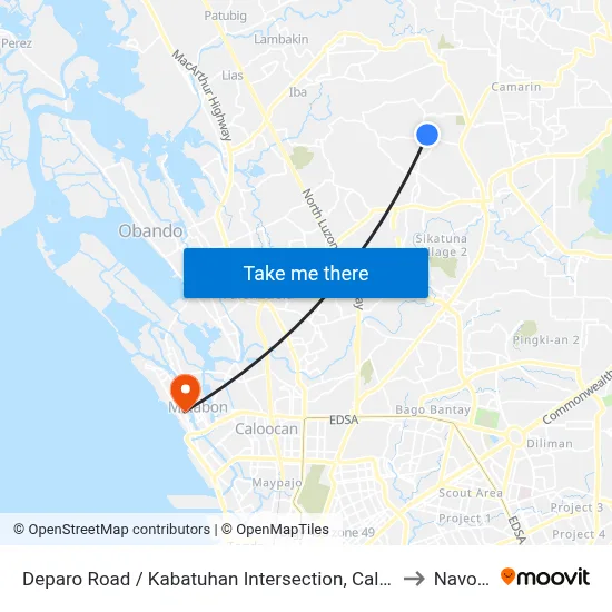 Deparo Road / Kabatuhan Intersection, Caloocan City to Navotas map