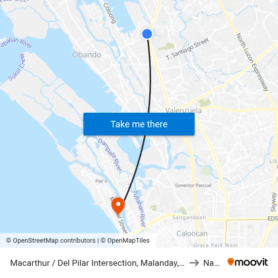 Macarthur / Del Pilar Intersection, Malanday, Valenzuela City, Philippines to Navotas map