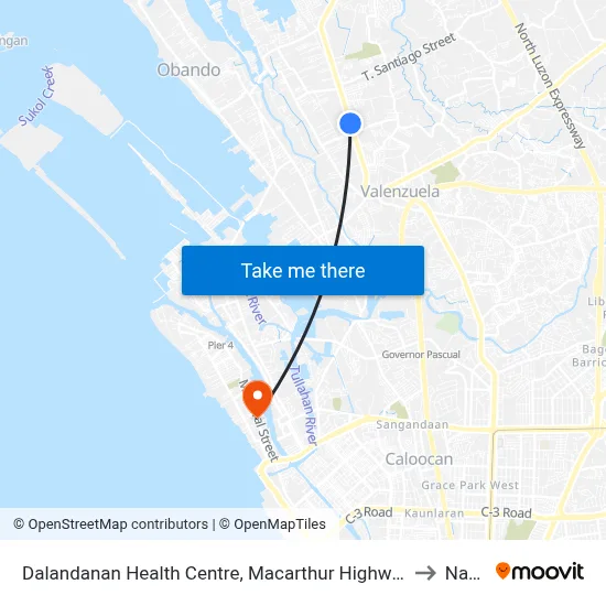 Dalandanan Health Centre, Macarthur Highway, Dalandanan, Valenzuela City to Navotas map