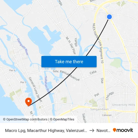 Macro Lpg, Macarthur Highway, Valenzuela City to Navotas map