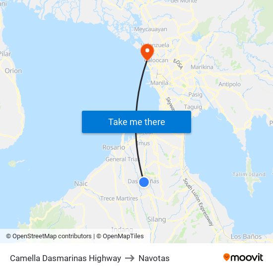 Camella Dasmarinas Highway to Navotas map