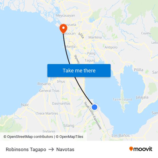 Robinsons Tagapo to Navotas map