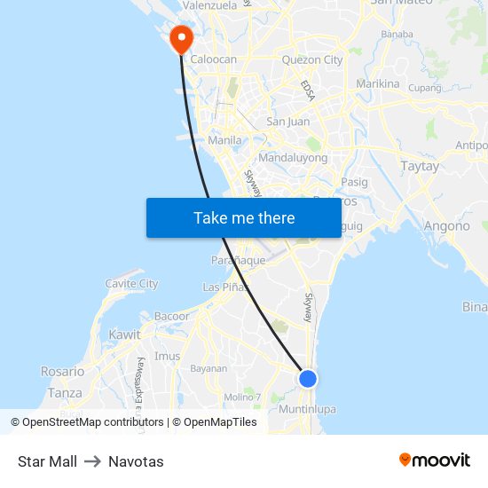 Star Mall to Navotas map