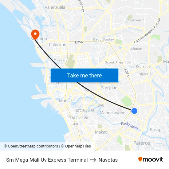 Sm Mega Mall Uv Express Terminal to Navotas map