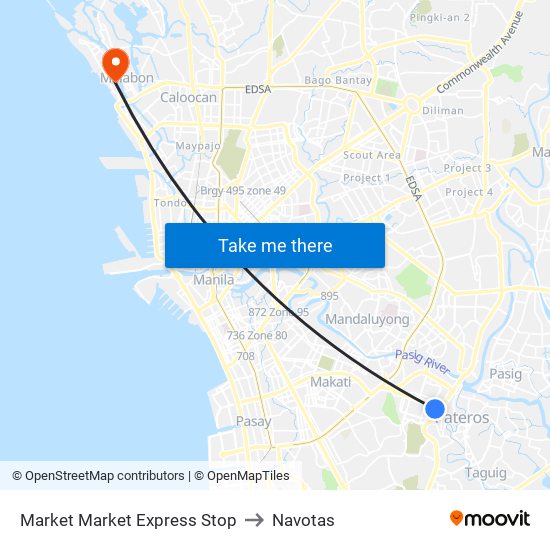 Market Market Express Stop to Navotas map