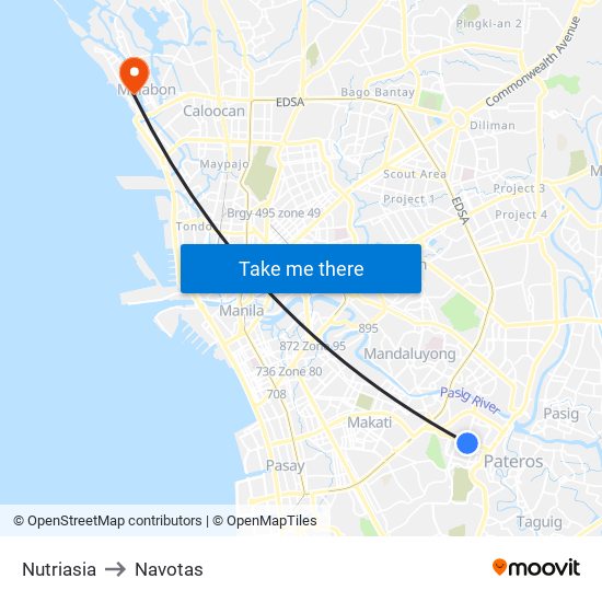 Nutriasia to Navotas map