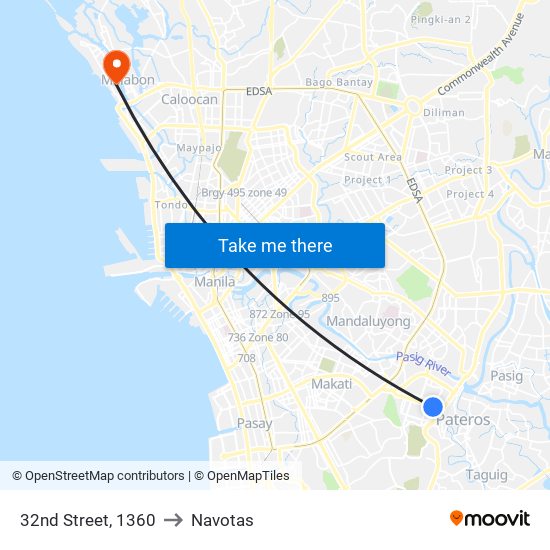 32nd Street, 1360 to Navotas map