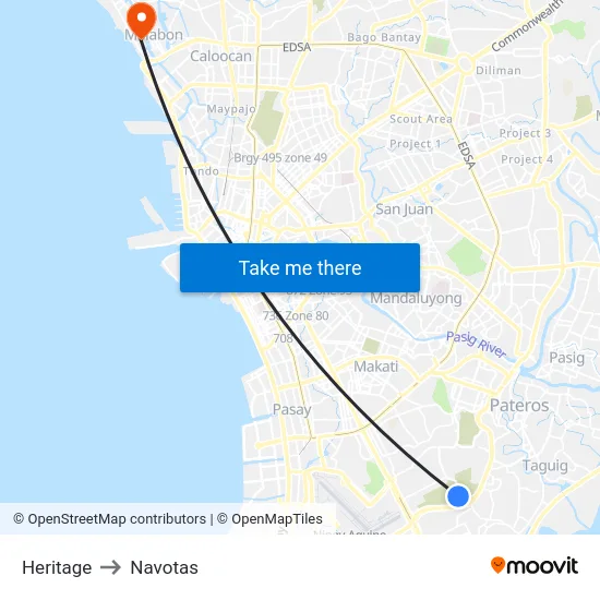 Heritage to Navotas map