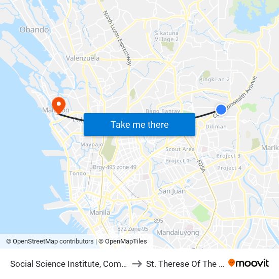 Social Science Institute, Commonwealth Avenue, Quezon City to St. Therese Of The Child Jesus Academy map