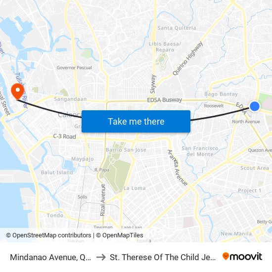 Mindanao Avenue, Quezon City to St. Therese Of The Child Jesus Academy map
