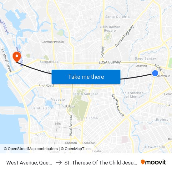 West Avenue, Quezon City to St. Therese Of The Child Jesus Academy map