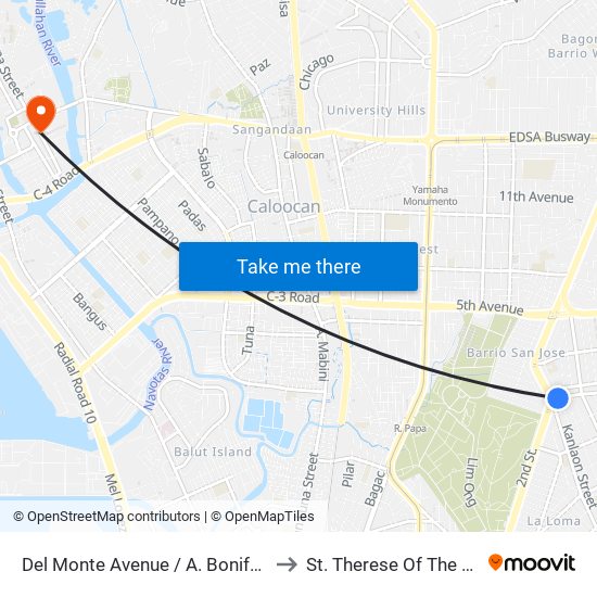 Del Monte Avenue / A. Bonifacio Intersection, Quezon City to St. Therese Of The Child Jesus Academy map