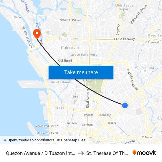 Quezon Avenue / D Tuazon Intersection West Bound, Quezon City to St. Therese Of The Child Jesus Academy map