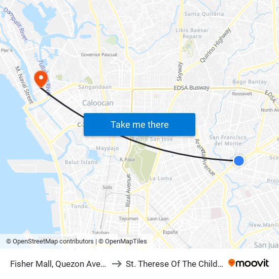 Fisher Mall, Quezon Avenue, Quezon City to St. Therese Of The Child Jesus Academy map