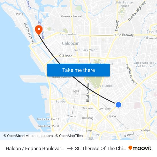 Halcon / Espana Boulevard Intersection, Manila to St. Therese Of The Child Jesus Academy map