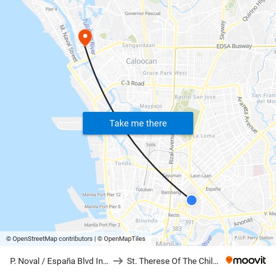 P. Noval / España Blvd Intersection, Manila to St. Therese Of The Child Jesus Academy map