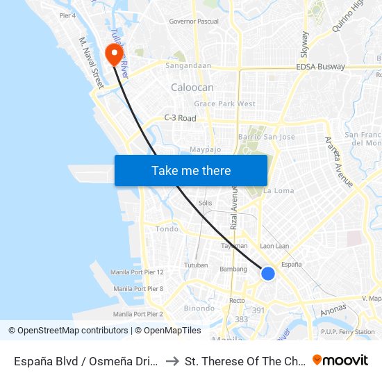 España Blvd / Osmeña Drive Intersection, Manila to St. Therese Of The Child Jesus Academy map
