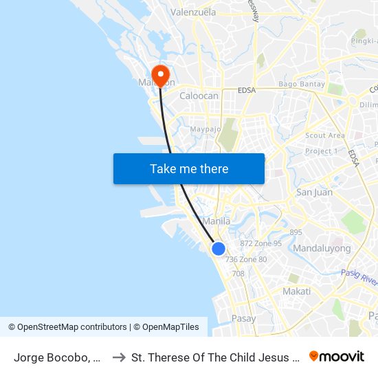 Jorge Bocobo, Manila to St. Therese Of The Child Jesus Academy map
