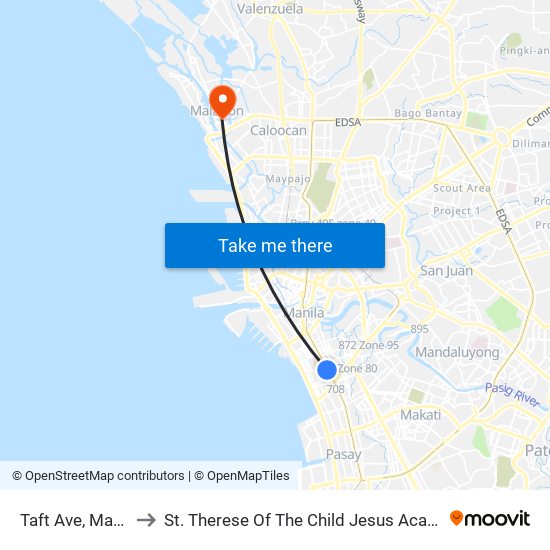 Taft Ave, Manila to St. Therese Of The Child Jesus Academy map