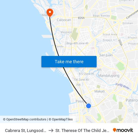 Cabrera St, Lungsod Ng Pasay to St. Therese Of The Child Jesus Academy map