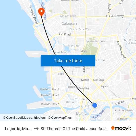 Legarda, Manila to St. Therese Of The Child Jesus Academy map