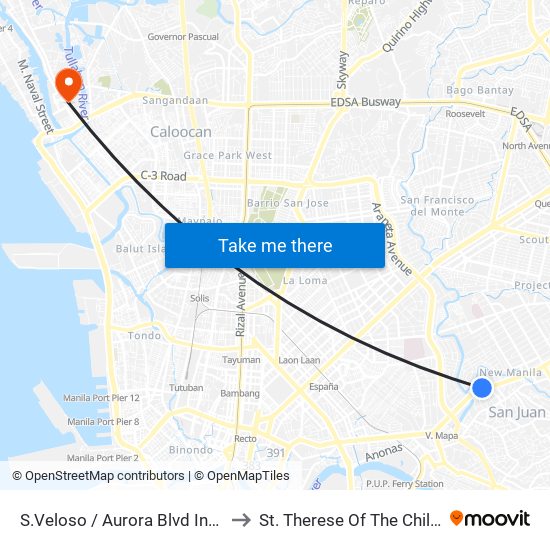 S.Veloso / Aurora Blvd Intersection, San Juan to St. Therese Of The Child Jesus Academy map