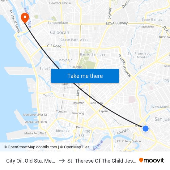 City Oil, Old Sta. Mesa, Manila to St. Therese Of The Child Jesus Academy map