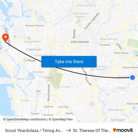 Scout Ybardolaza / Timog Ave Intersection, Quezon City, Manila to St. Therese Of The Child Jesus Academy map